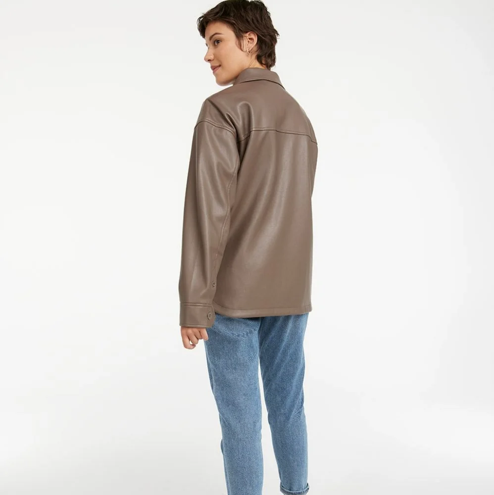 Reitman's Faux Leather Shacket brown iron size large jacket - Picture 9 of 10